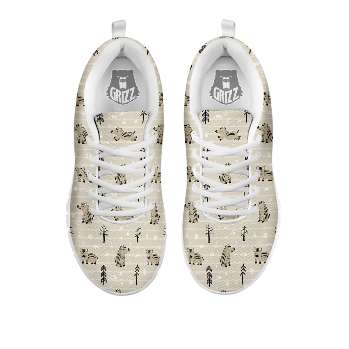 Boar Striped Print Pattern White Sneaker-grizzshop