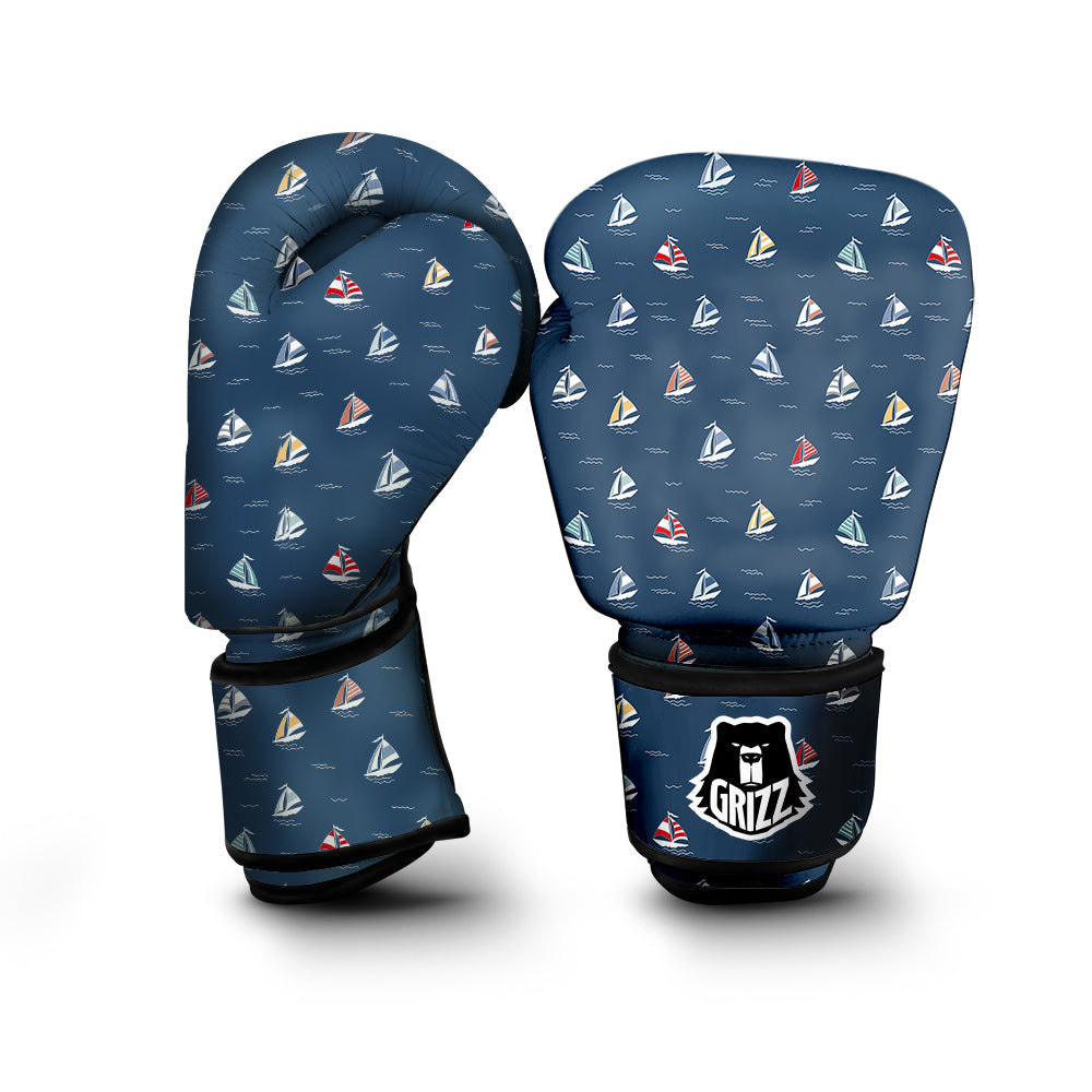 Boat Colorful Print Pattern Boxing Gloves-grizzshop