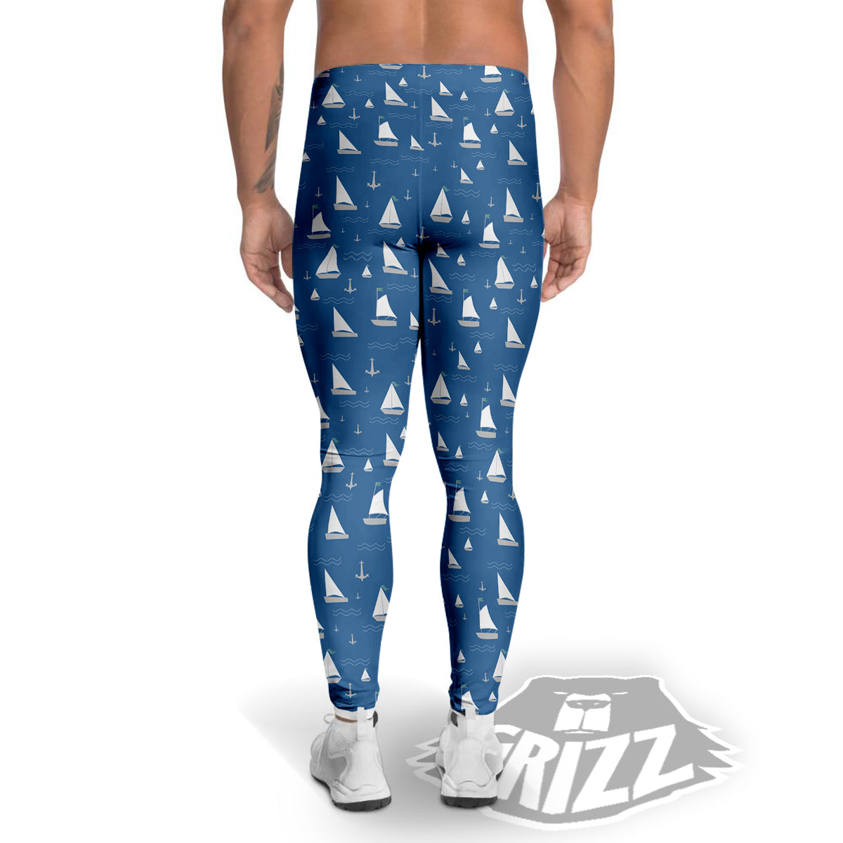 Boat Drawing Print Pattern Men's Leggings-grizzshop