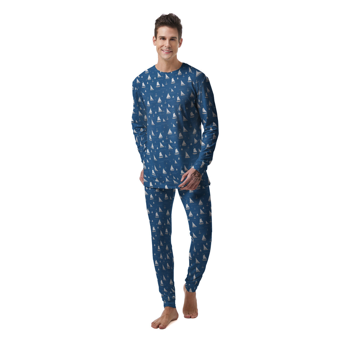 Boat Drawing Print Pattern Men's Pajamas-grizzshop