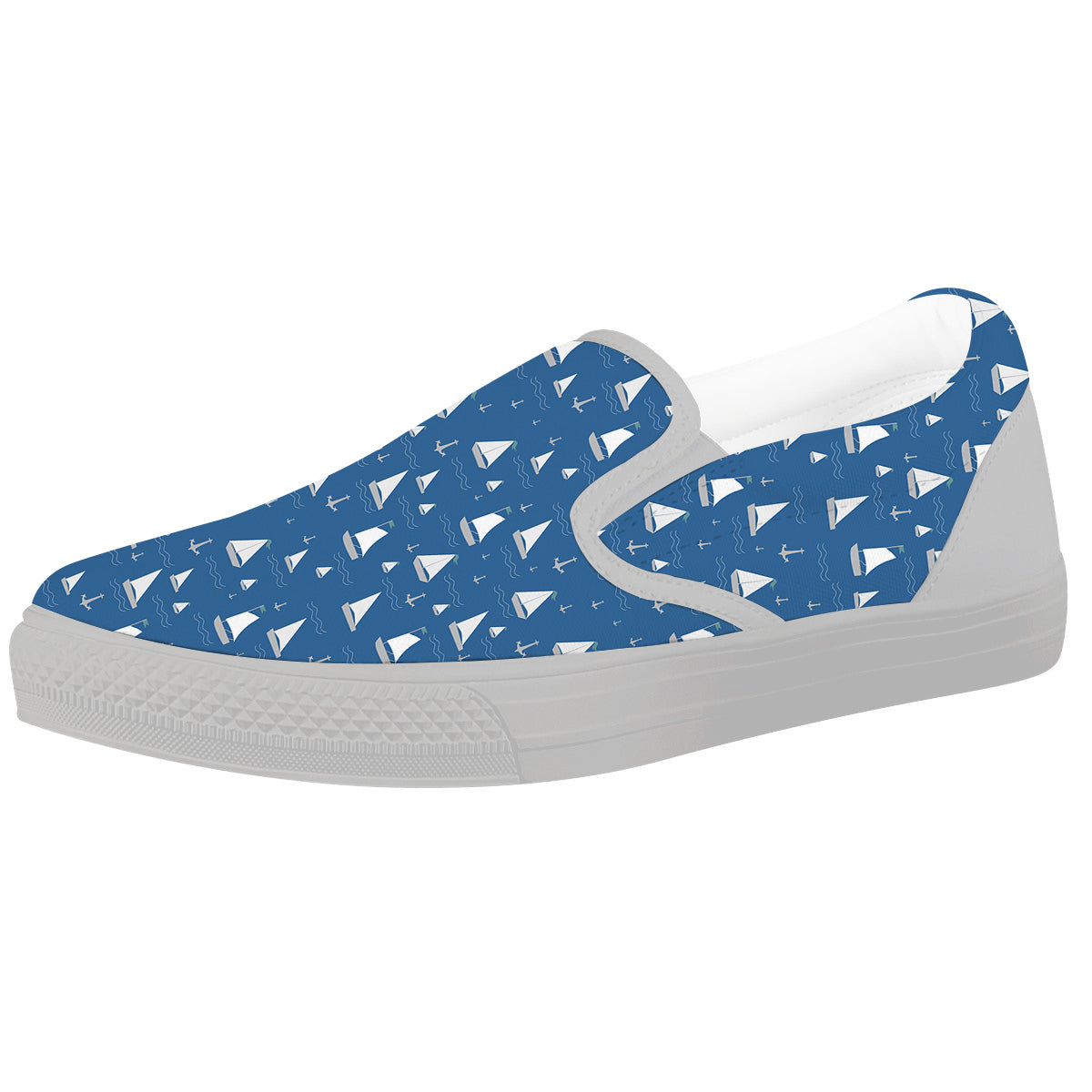 Boat Drawing Print Pattern White Slip On Shoes-grizzshop