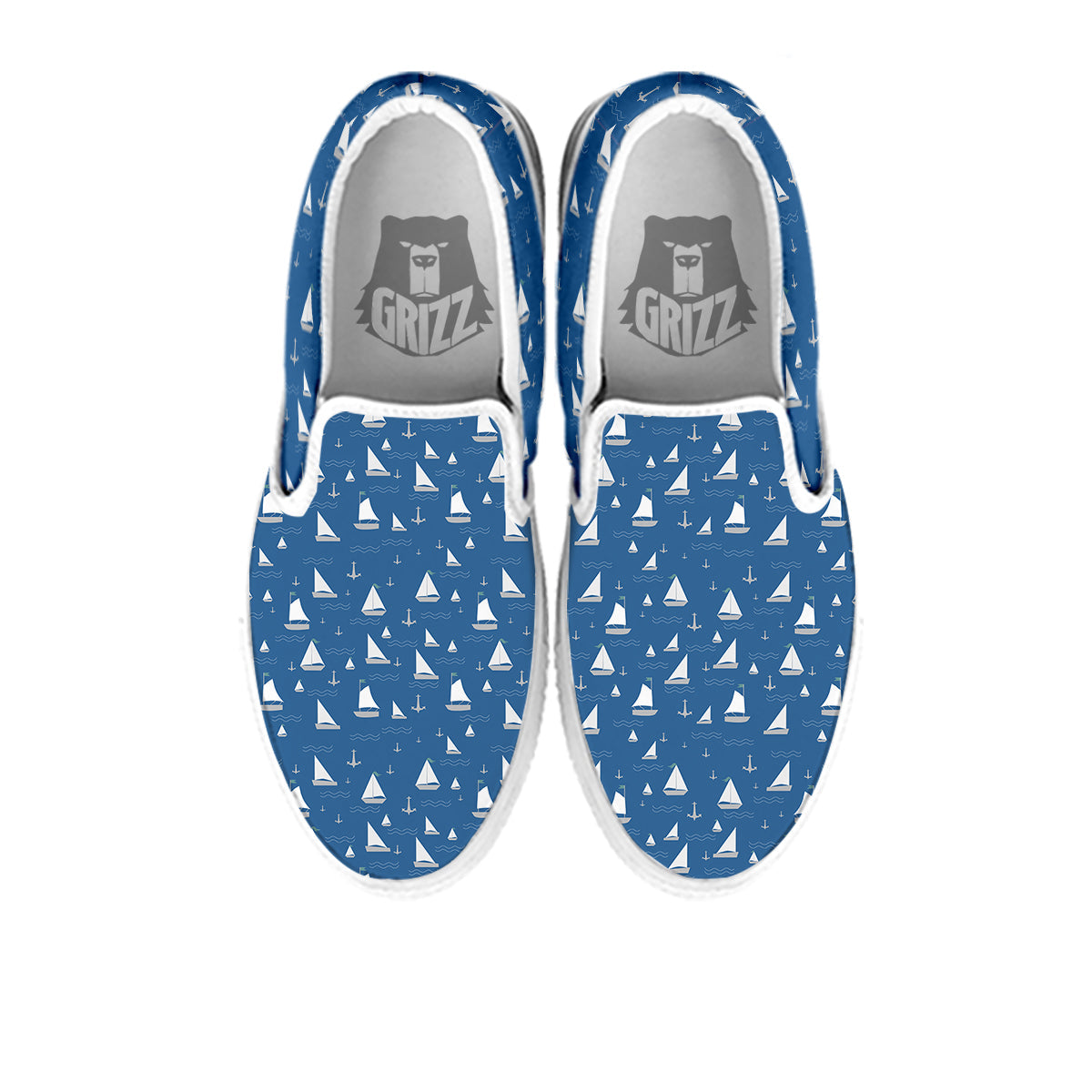 Boat Drawing Print Pattern White Slip On Shoes-grizzshop
