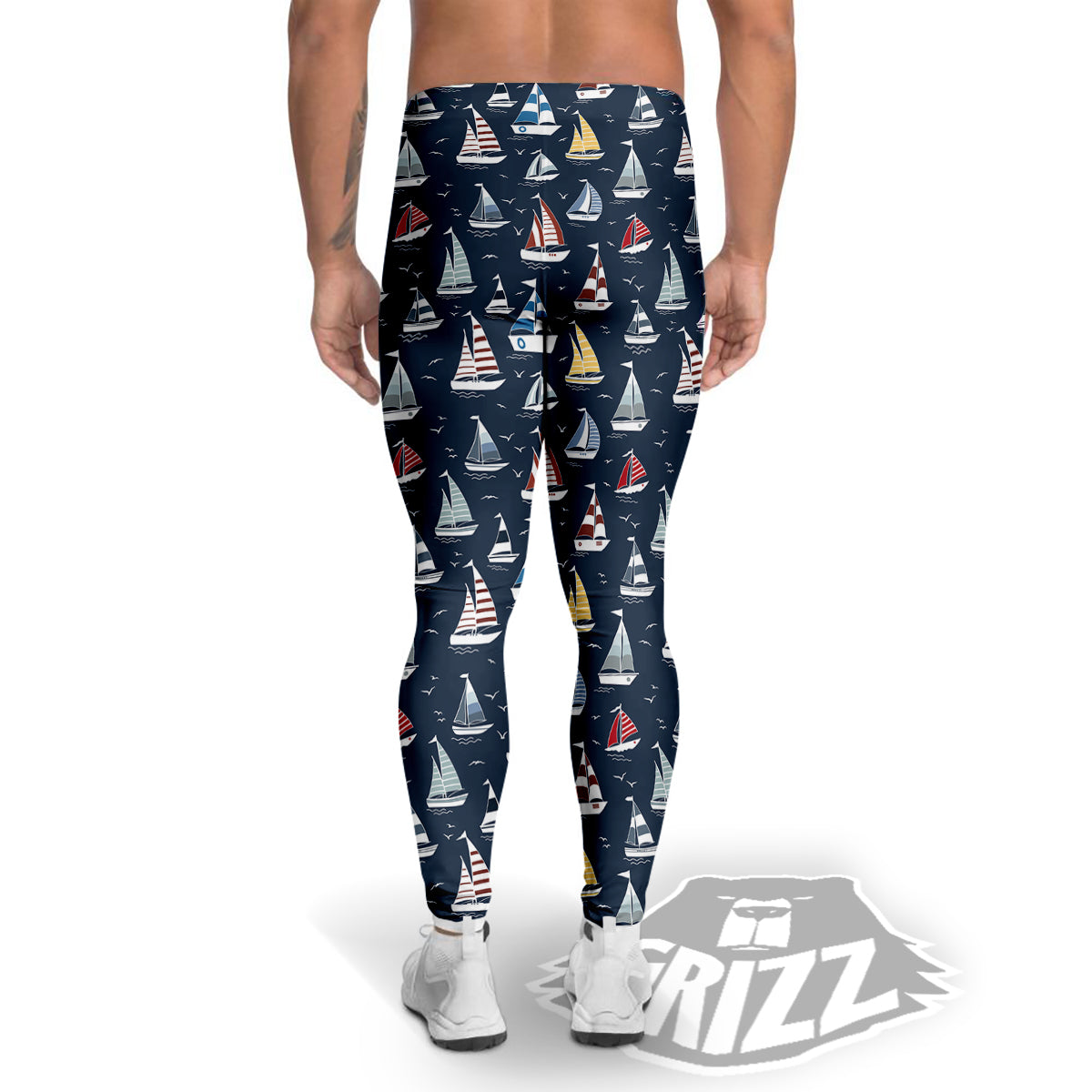 Boat On Sea Print Pattern Men's Leggings-grizzshop