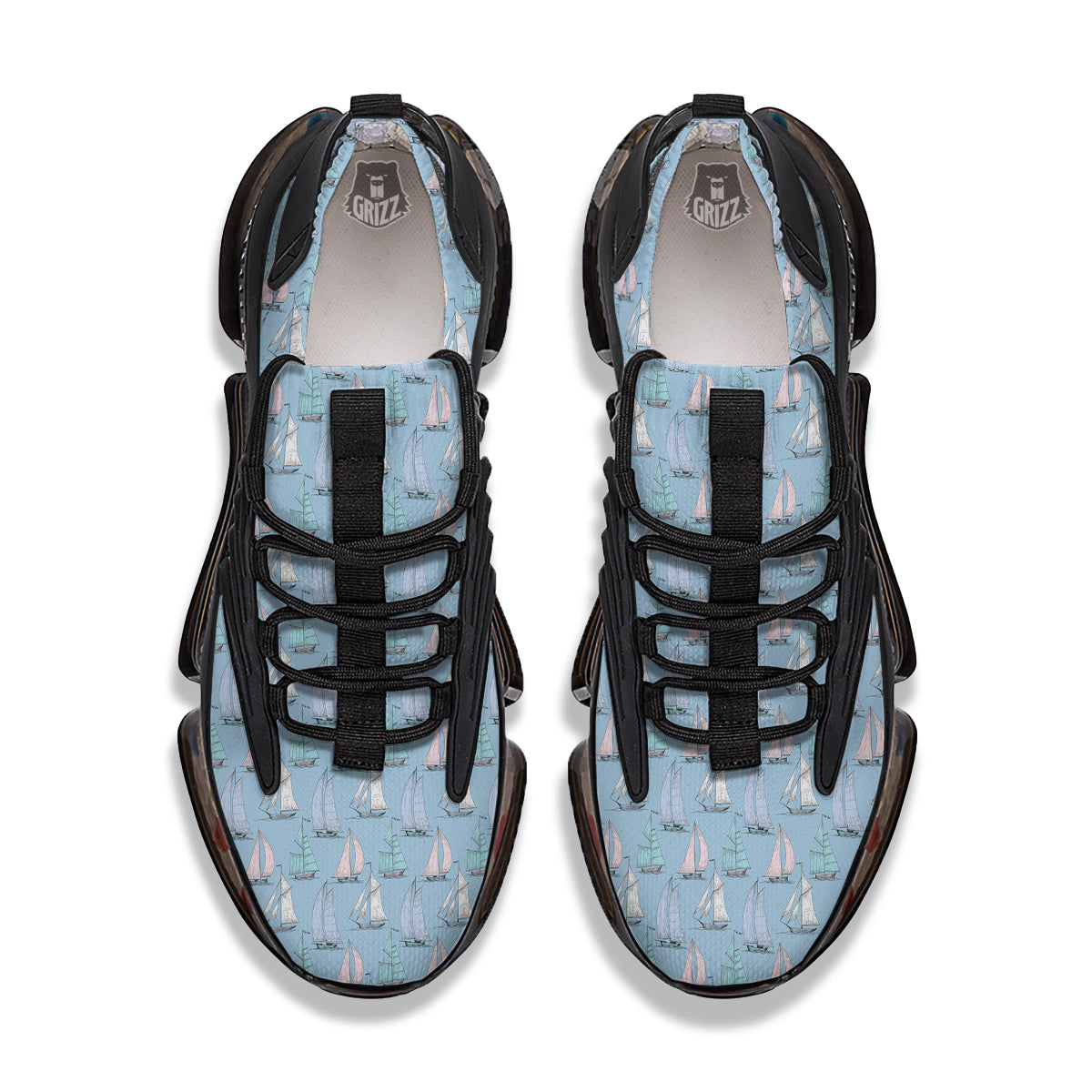 Boat Vintage Print Pattern Black Gym Shoes-grizzshop