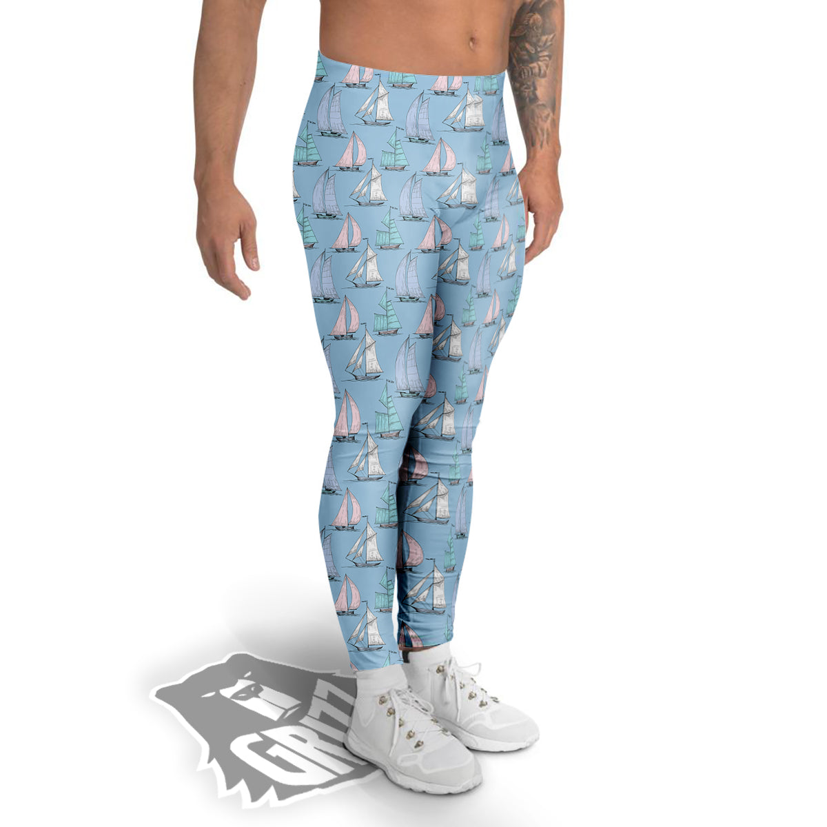 Boat Vintage Print Pattern Men's Leggings-grizzshop