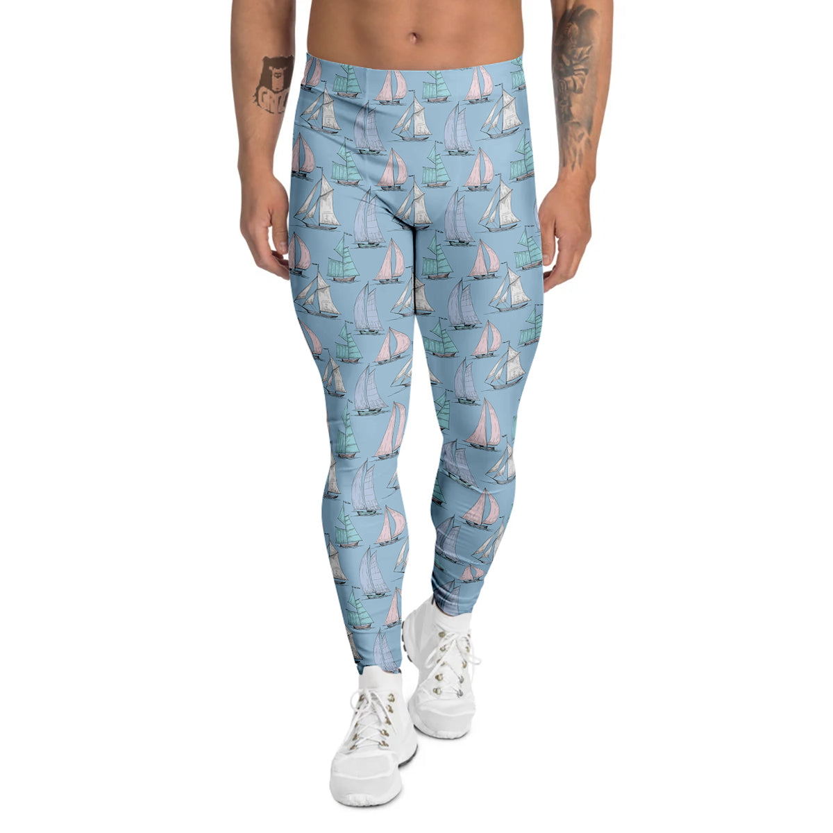 Boat Vintage Print Pattern Men's Leggings-grizzshop