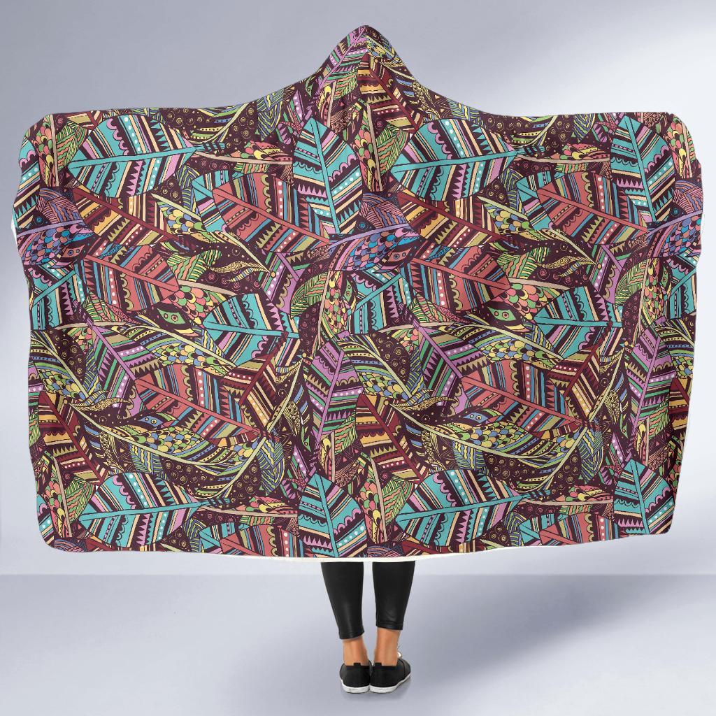 Bohemian Boho Pattern Print Hooded Blanket-grizzshop