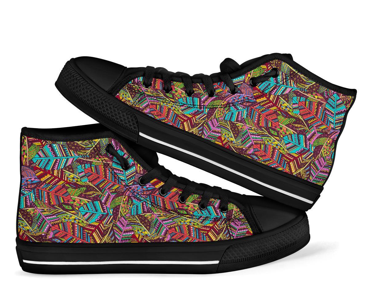 Bohemian Boho Pattern Print Men Women's High Top Shoes-grizzshop