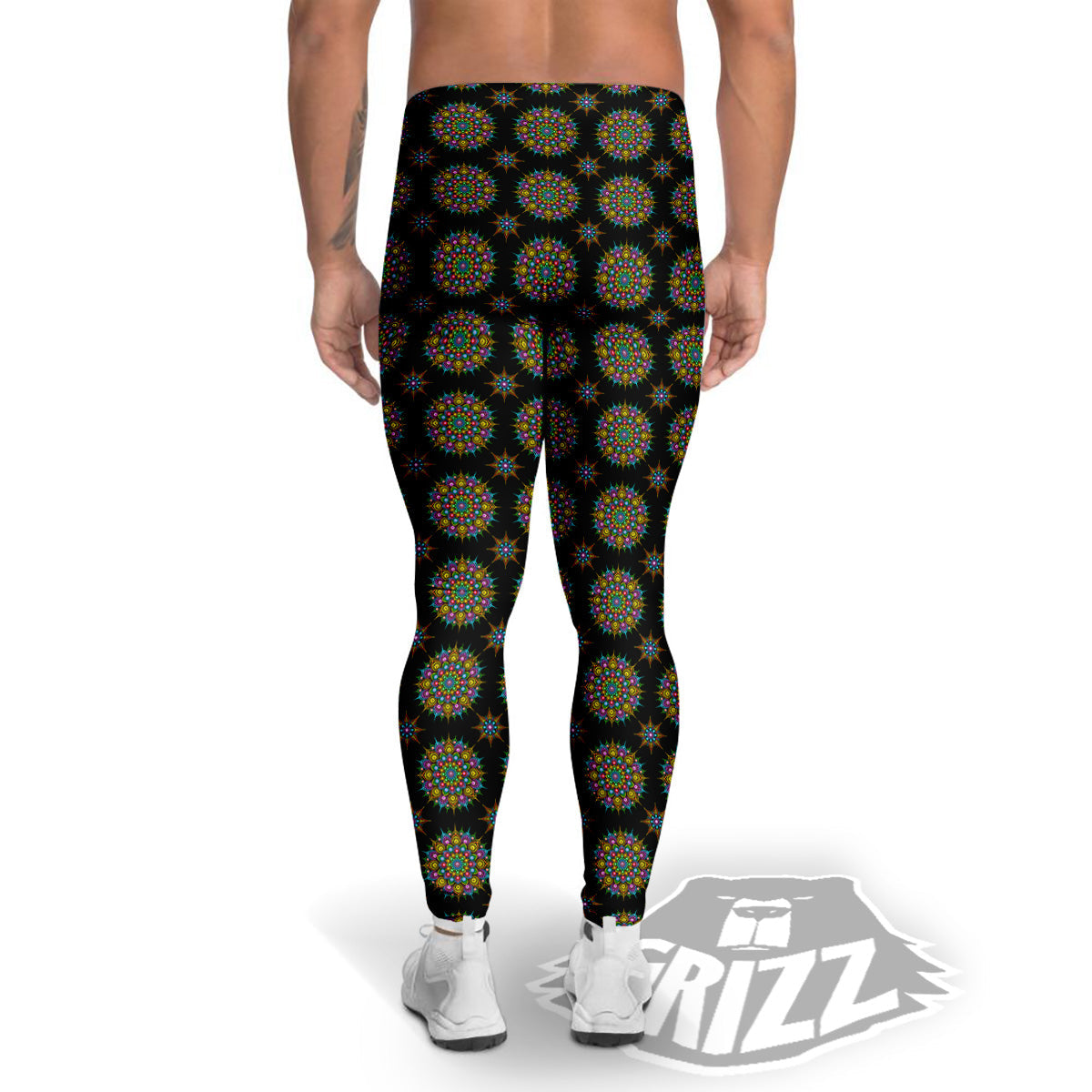 Bohemian Colorful Mandala Print Pattern Men's Leggings-grizzshop