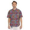 Bohemian Ethnic Mandala Print Pattern Men's Short Sleeve Shirts-grizzshop