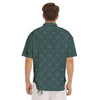 Bohemian Ethnic Teal Print Pattern Men's Short Sleeve Shirts-grizzshop