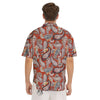 Bohemian Floral Orange Print Pattern Men's Short Sleeve Shirts-grizzshop