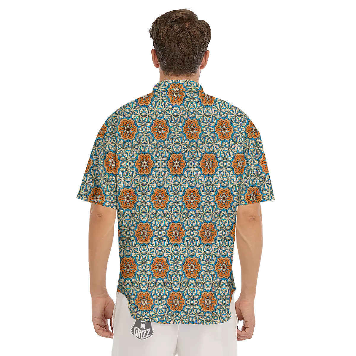 Bohemian Mandala Floral Print Pattern Men's Short Sleeve Shirts-grizzshop