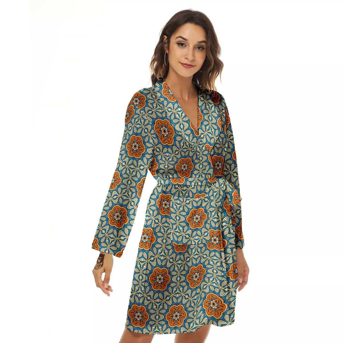 Bohemian Mandala Floral Print Pattern Women's Robe-grizzshop