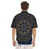 Bohemian Mandala Gold And Blue Print Men's Short Sleeve Shirts-grizzshop