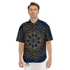 Bohemian Mandala Gold And Blue Print Men's Short Sleeve Shirts-grizzshop