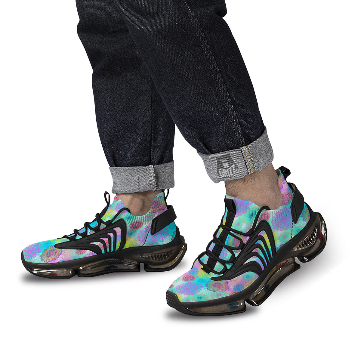 Bohemian Mandala Pastel Print Pattern Black Gym Shoes-grizzshop