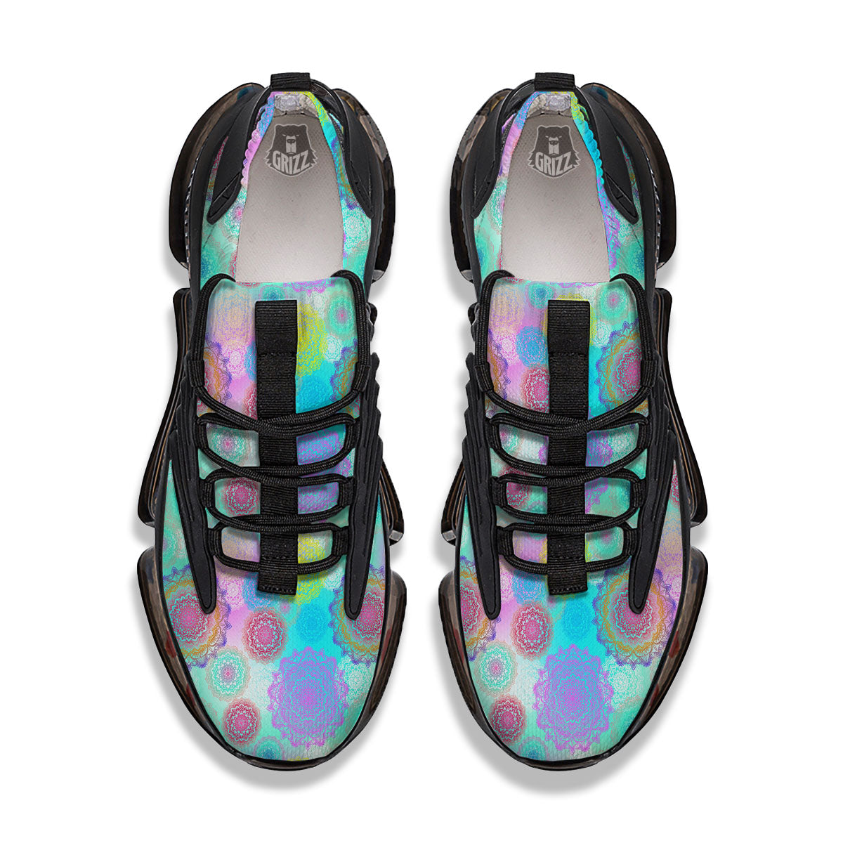 Bohemian Mandala Pastel Print Pattern Black Gym Shoes-grizzshop