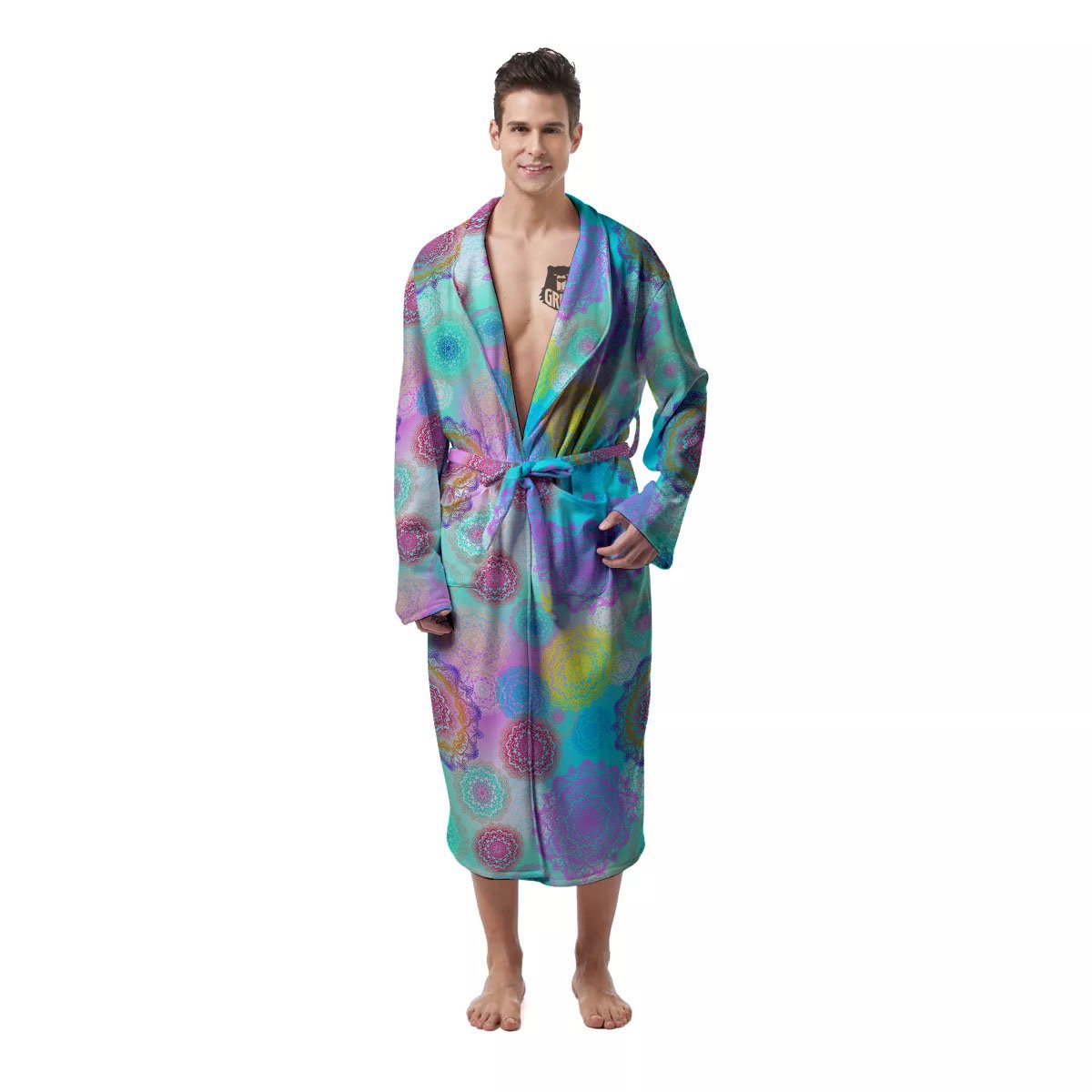 Bohemian Mandala Pastel Print Pattern Men's Robe-grizzshop
