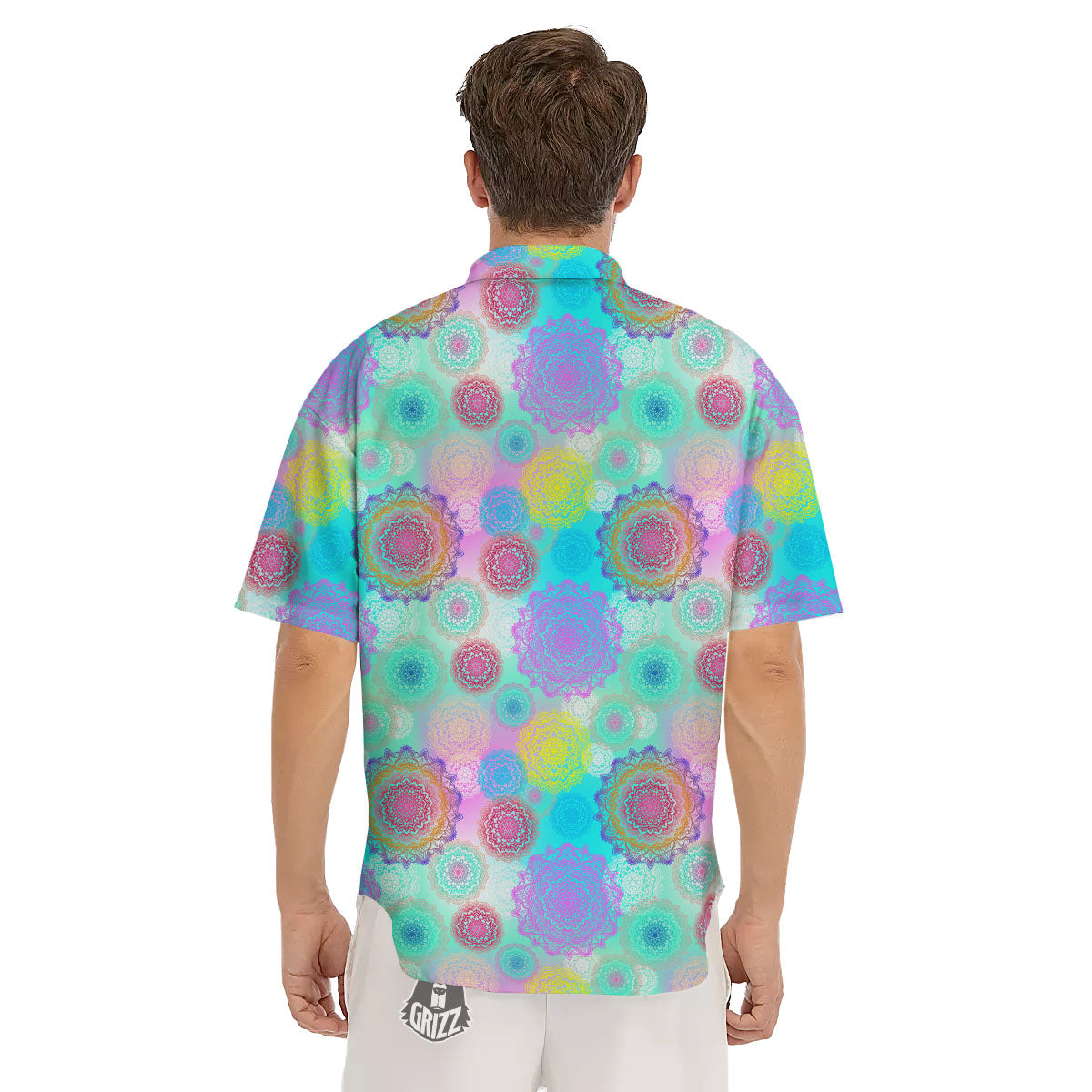 Bohemian Mandala Pastel Print Pattern Men's Short Sleeve Shirts-grizzshop