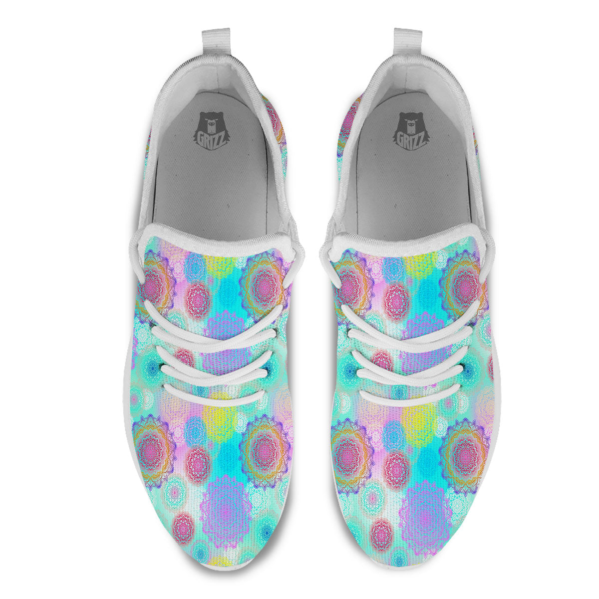 Bohemian Mandala Pastel Print Pattern White Athletic Shoes-grizzshop