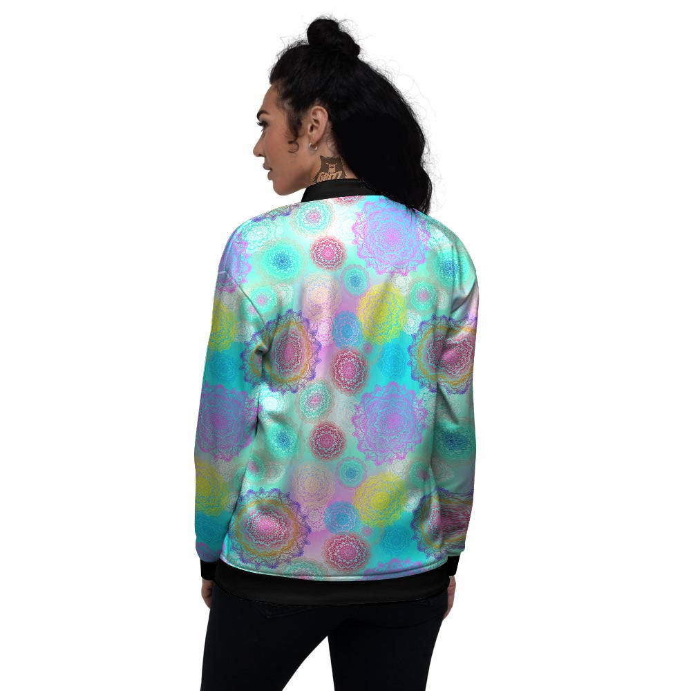 Bohemian Mandala Pastel Print Pattern Women's Bomber Jacket-grizzshop