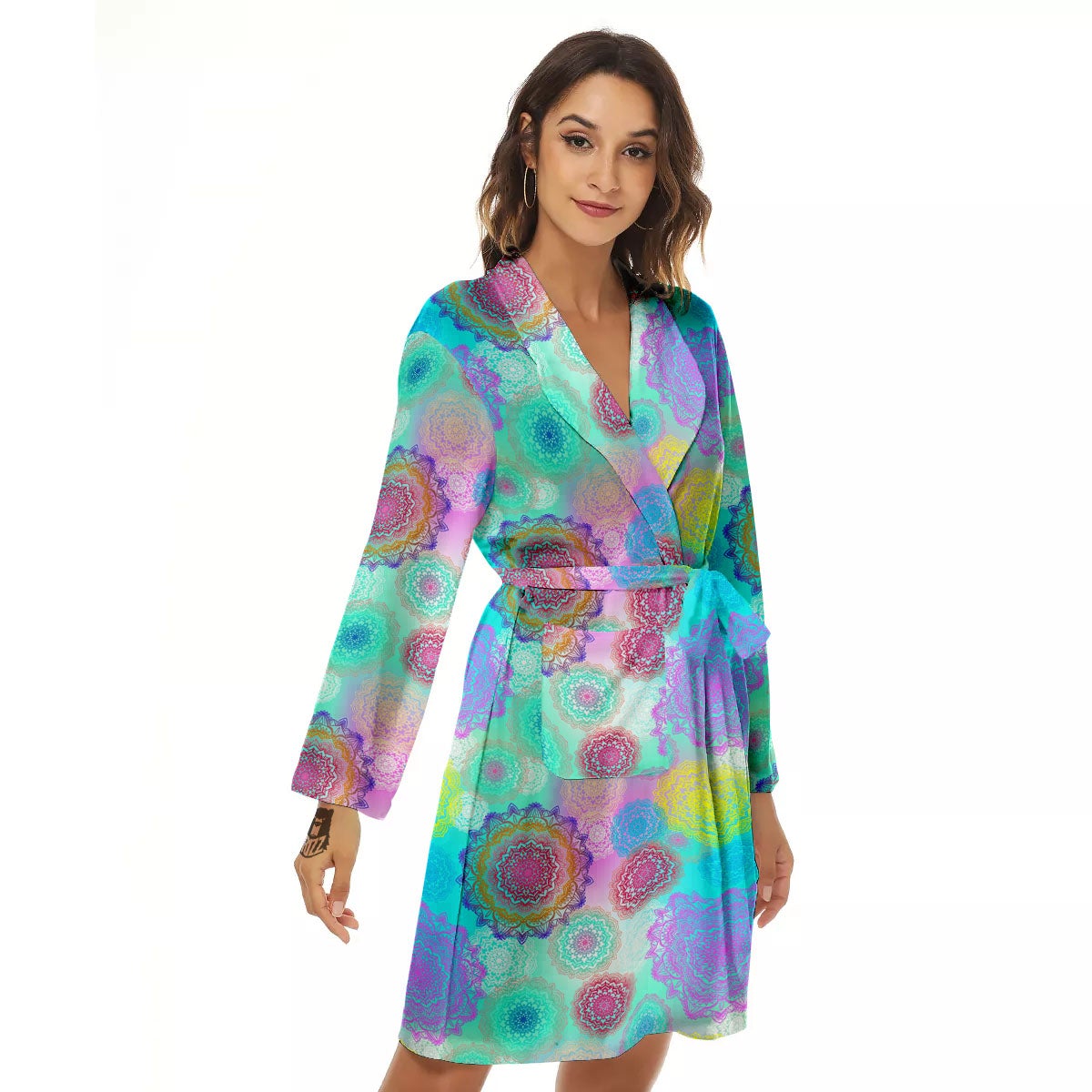 Bohemian Mandala Pastel Print Pattern Women's Robe-grizzshop
