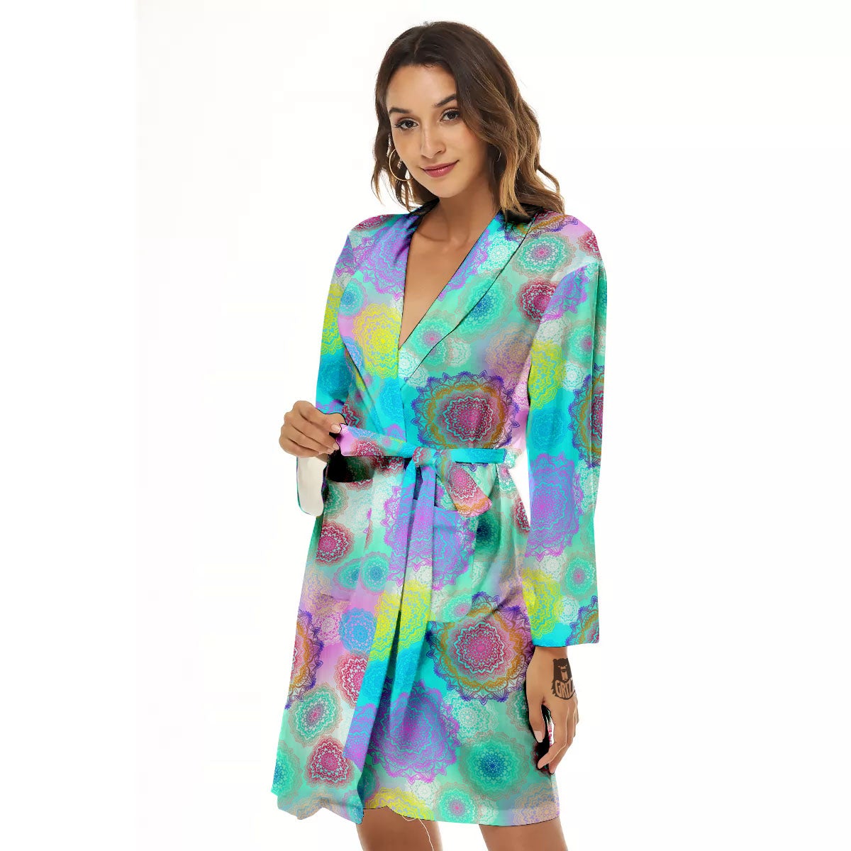 Bohemian Mandala Pastel Print Pattern Women's Robe-grizzshop