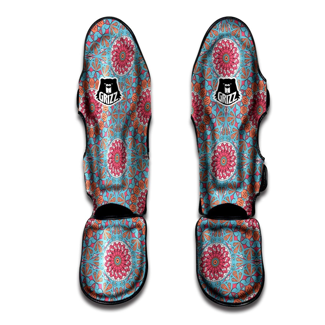 Bohemian Mandala Pink And Teal Print Pattern Muay Thai Shin Guards-grizzshop