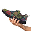 Bohemian Mandala Retro Print Pattern Black Sneaker-grizzshop