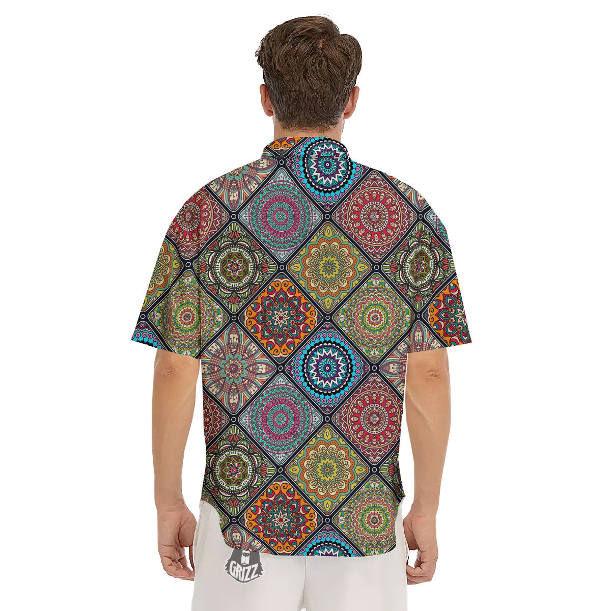 Bohemian Mandala Retro Print Pattern Men's Short Sleeve Shirts-grizzshop