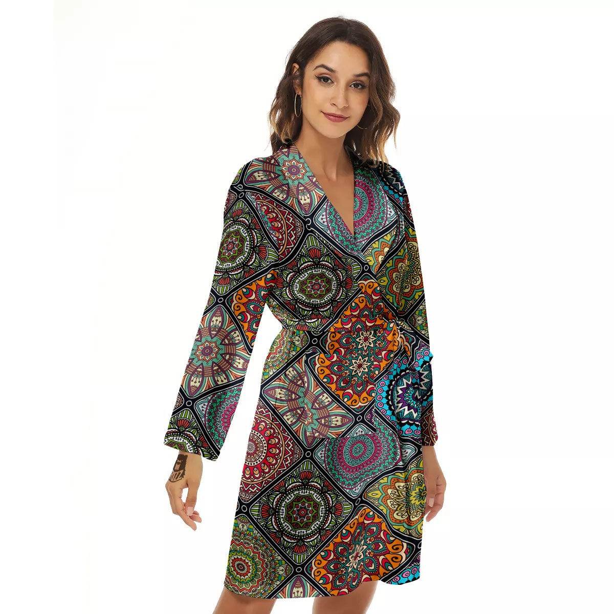 Bohemian Mandala Retro Print Pattern Women's Robe-grizzshop