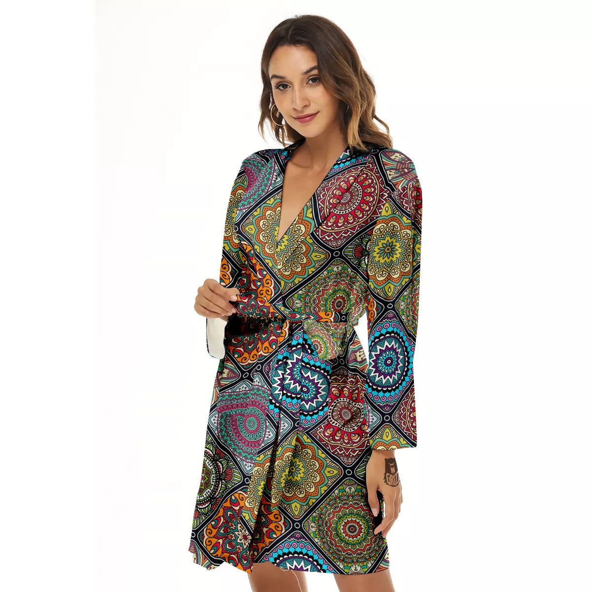 Bohemian Mandala Retro Print Pattern Women's Robe-grizzshop