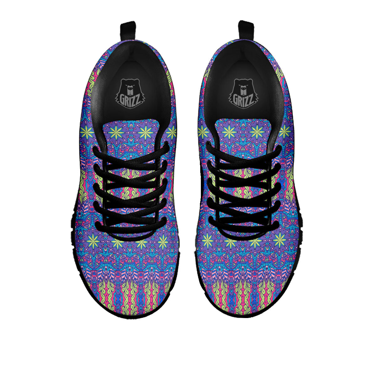 Bohemian Mandala Star Print Pattern Black Sneaker-grizzshop