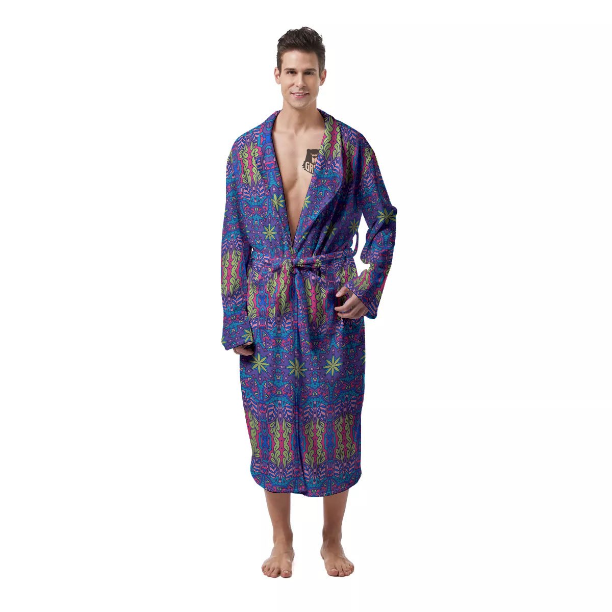 Bohemian Mandala Star Print Pattern Men's Robe-grizzshop