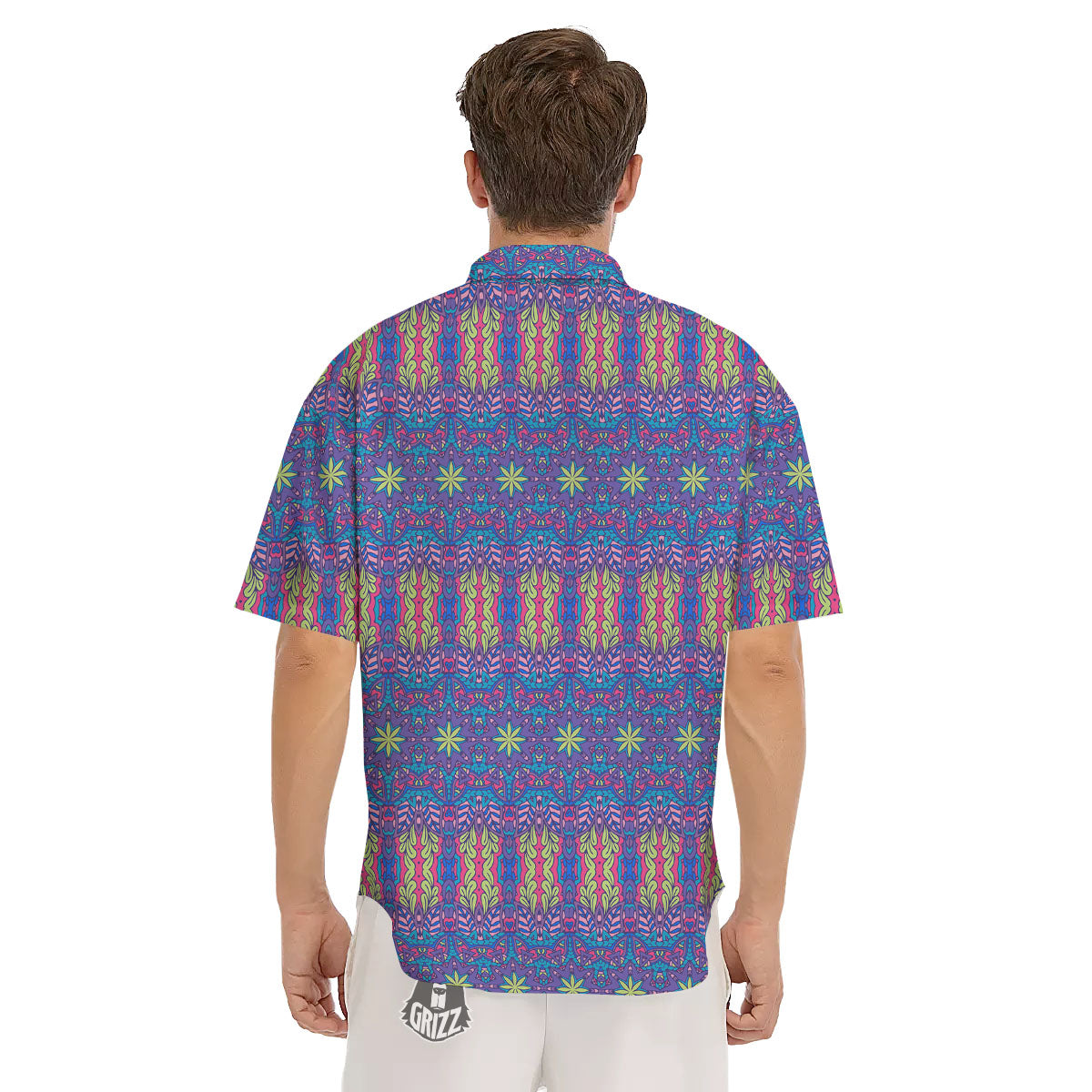 Bohemian Mandala Star Print Pattern Men's Short Sleeve Shirts-grizzshop