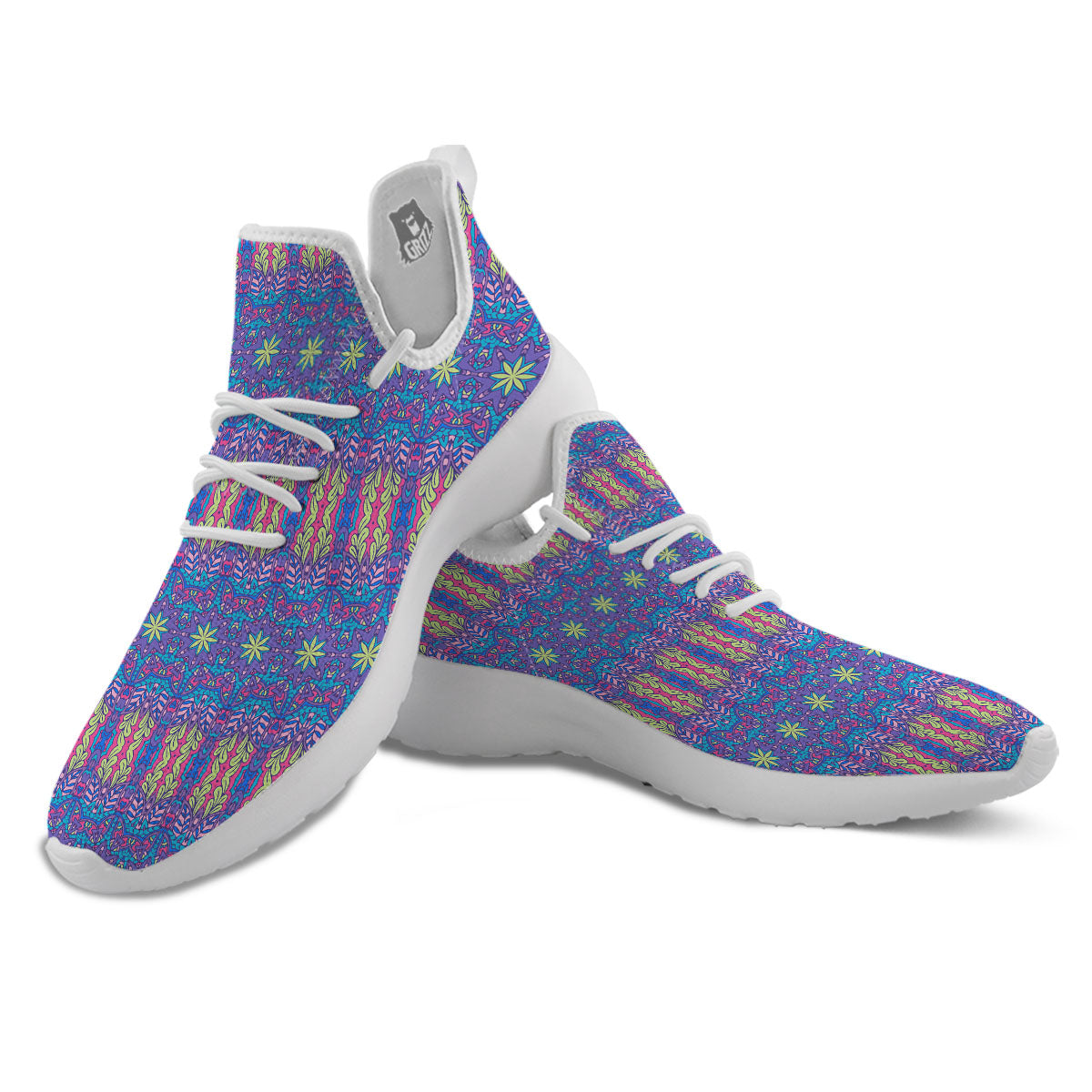 Bohemian Mandala Star Print Pattern White Athletic Shoes-grizzshop