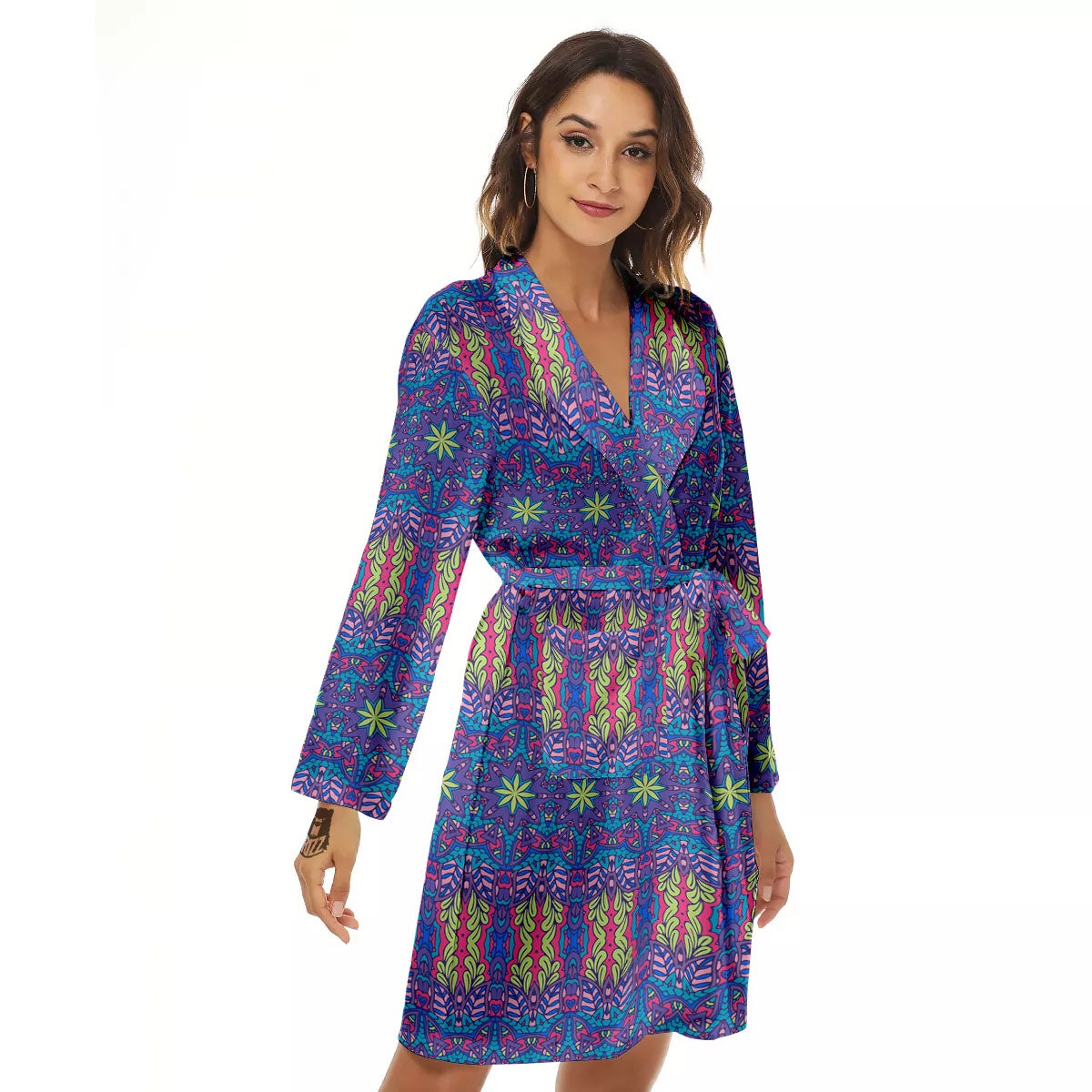Bohemian Mandala Star Print Pattern Women's Robe-grizzshop