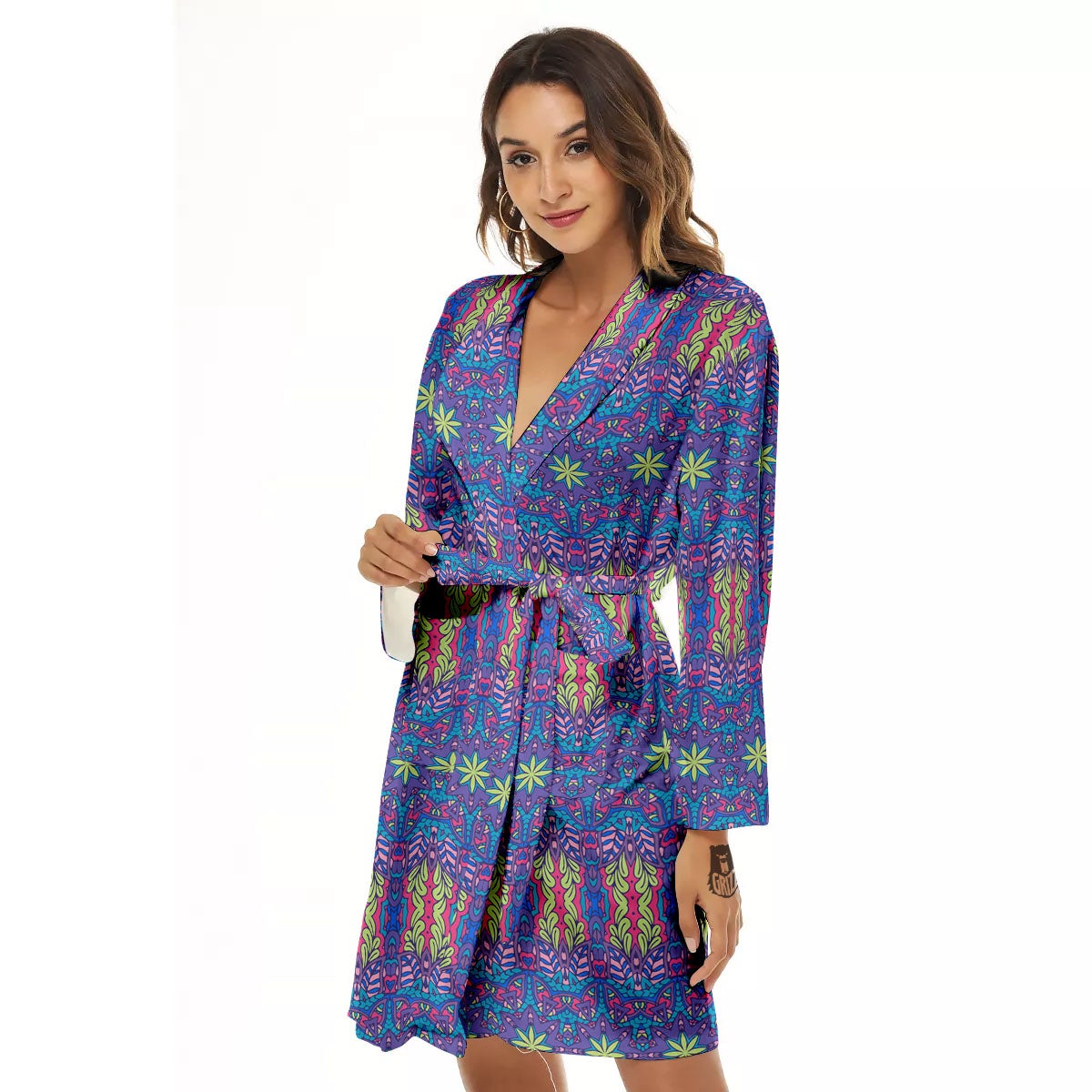 Bohemian Mandala Star Print Pattern Women's Robe-grizzshop
