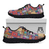 Bohemian Mandala Tile Print Pattern Black Sneaker-grizzshop