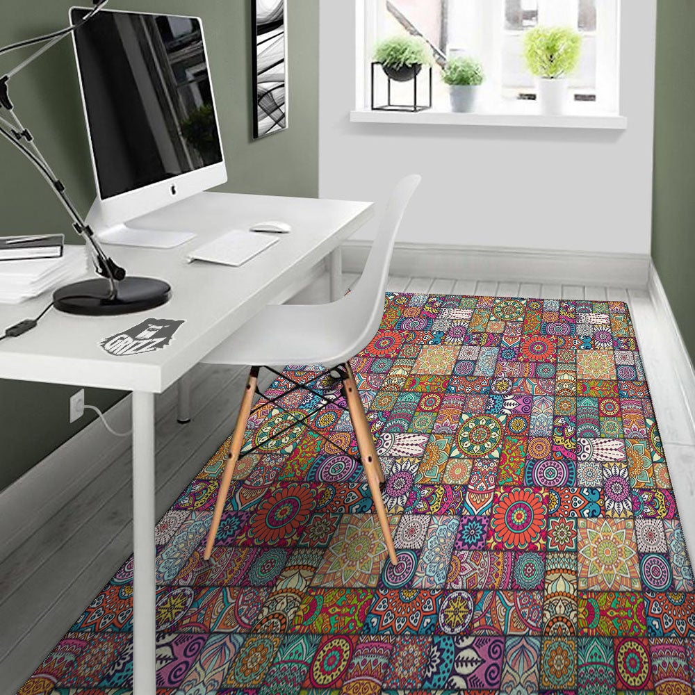Bohemian Mandala Tile Print Pattern Floor Mat-grizzshop