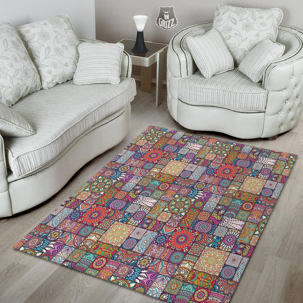 Bohemian Mandala Tile Print Pattern Floor Mat-grizzshop