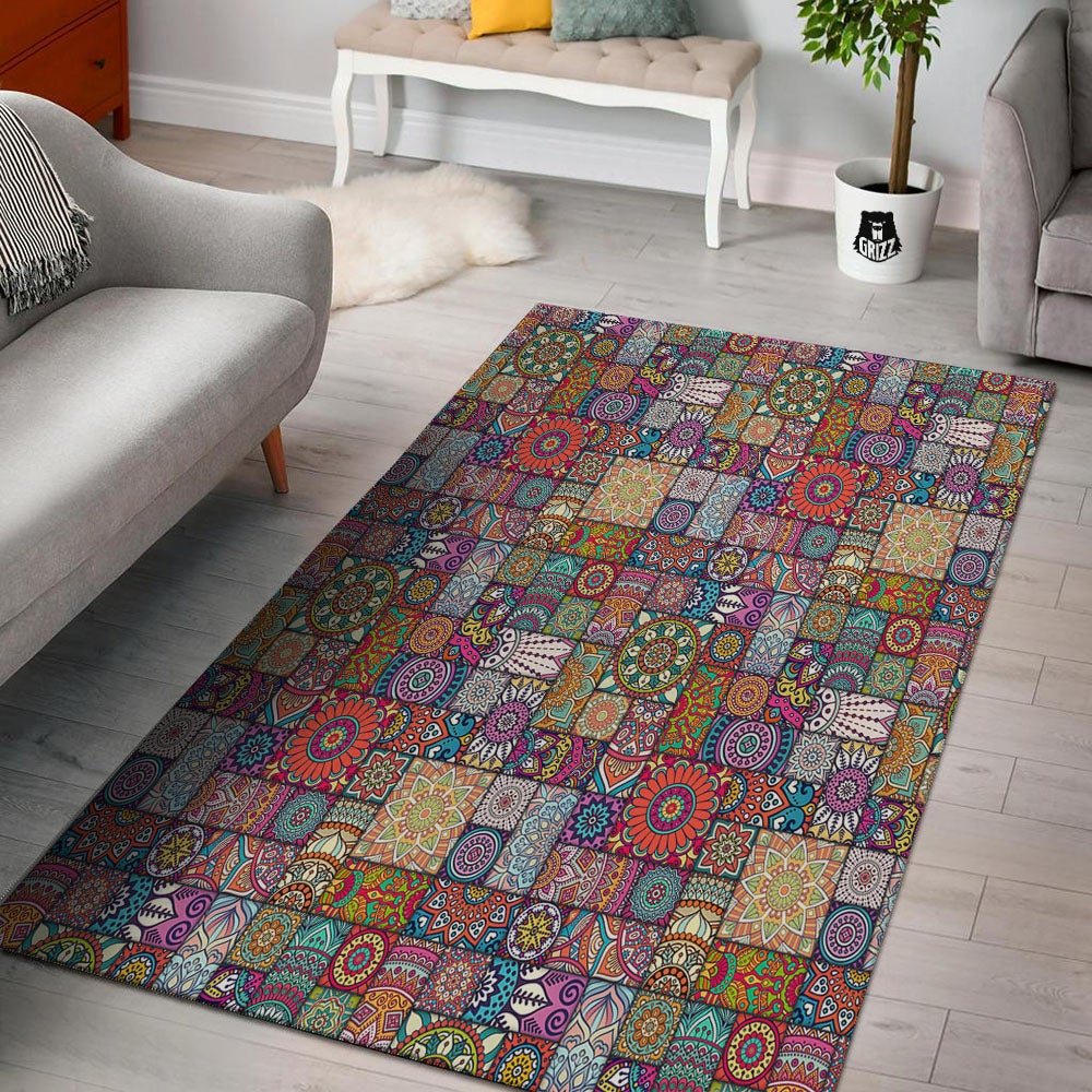 Bohemian Mandala Tile Print Pattern Floor Mat-grizzshop