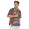 Bohemian Mandala Tile Print Pattern Men's Short Sleeve Shirts-grizzshop