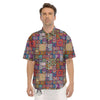 Bohemian Mandala Tile Print Pattern Men's Short Sleeve Shirts-grizzshop