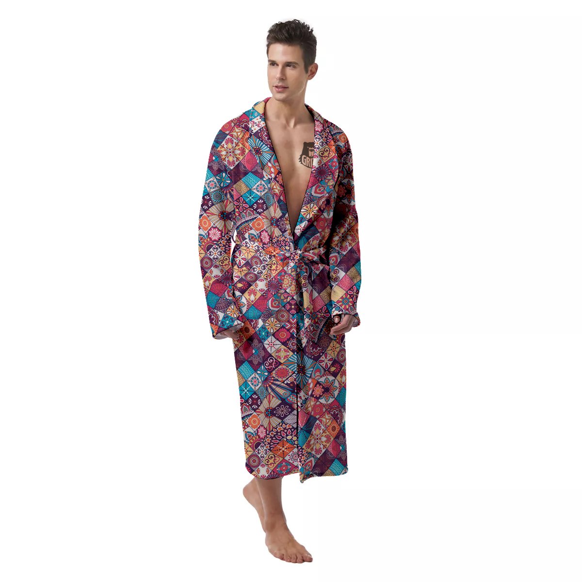 Bohemian Mandala Vintage Print Pattern Men's Robe-grizzshop