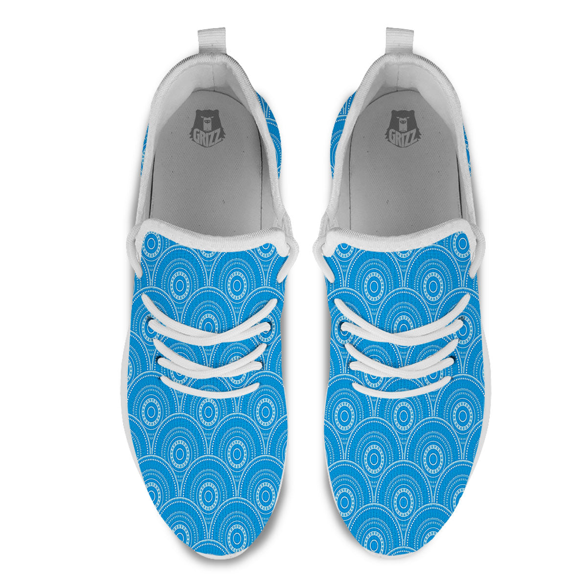 Bohemian Mandala Waves Print Pattern White Athletic Shoes-grizzshop