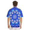 Bohemian Mandala White And Blue Print Men's Short Sleeve Shirts-grizzshop