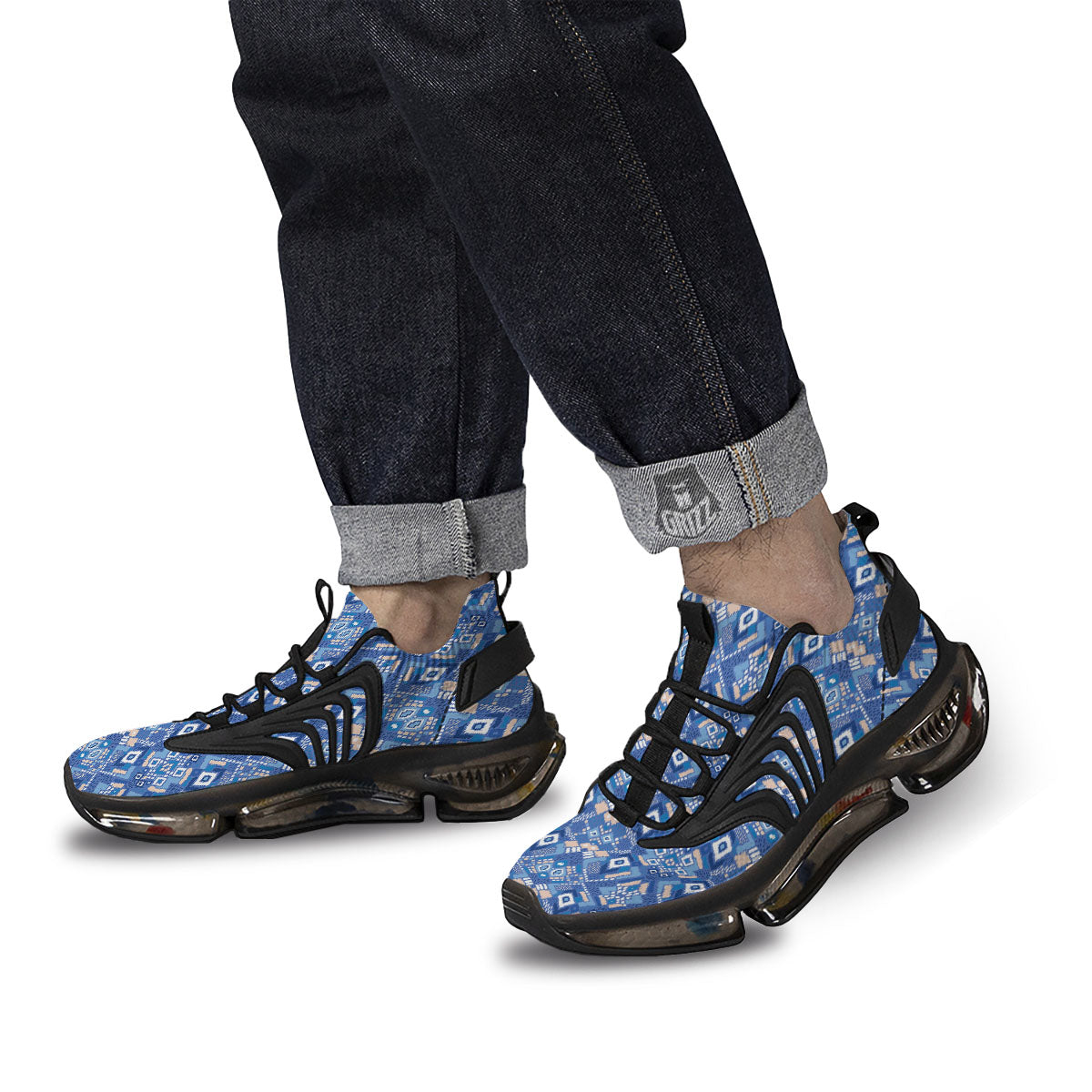 Bohemian Native Tribal Print Pattern Black Gym Shoes-grizzshop