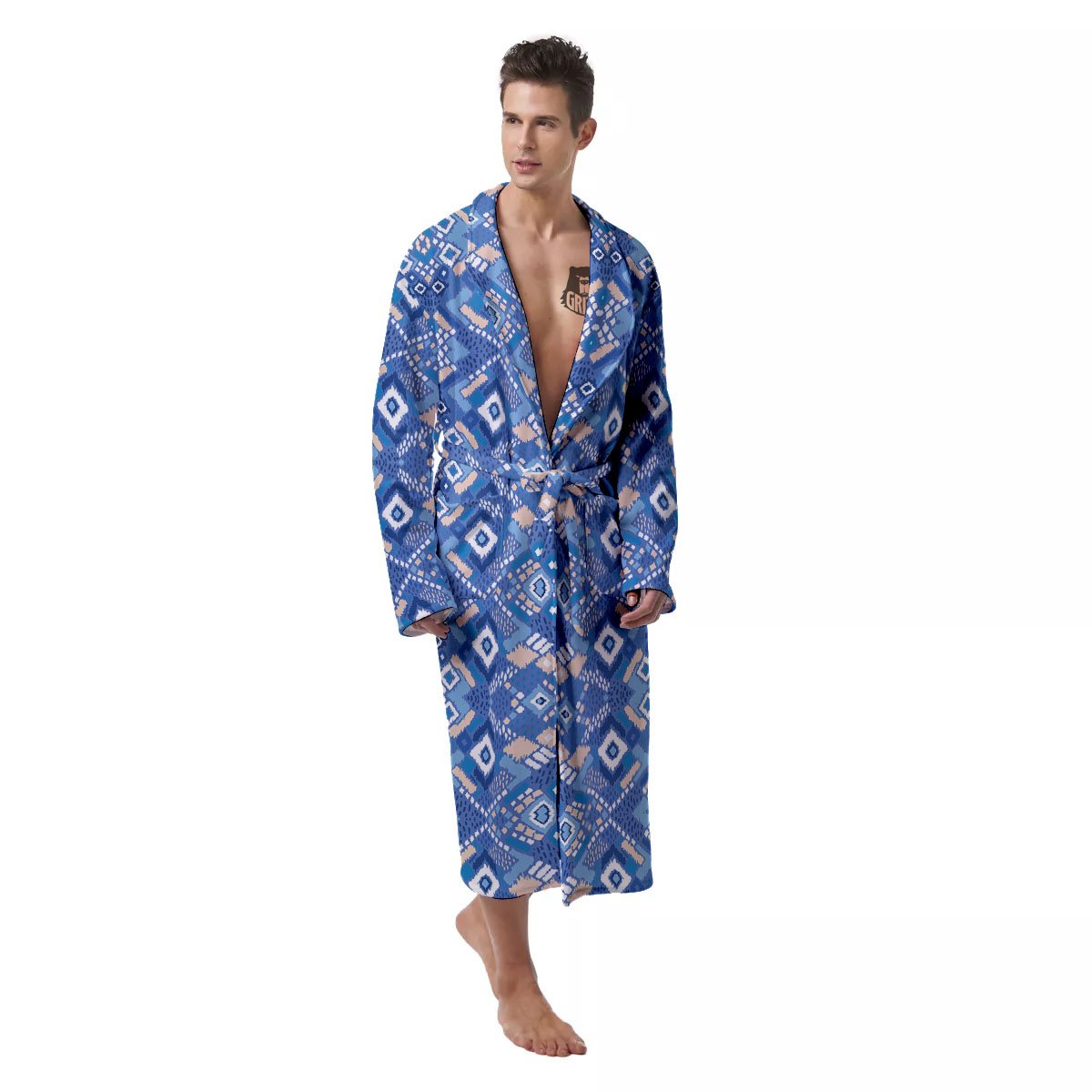 Bohemian Native Tribal Print Pattern Men's Robe-grizzshop